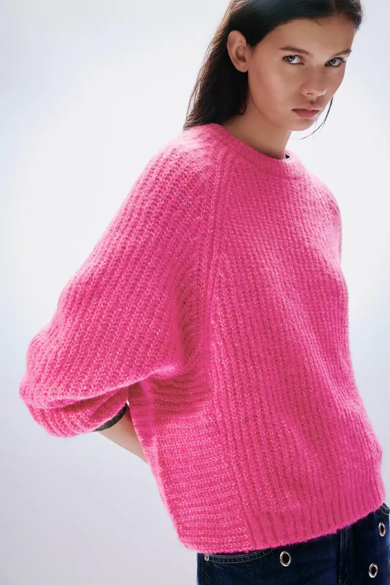 Maglia A Punto Perlato Fucsia miniatura 2