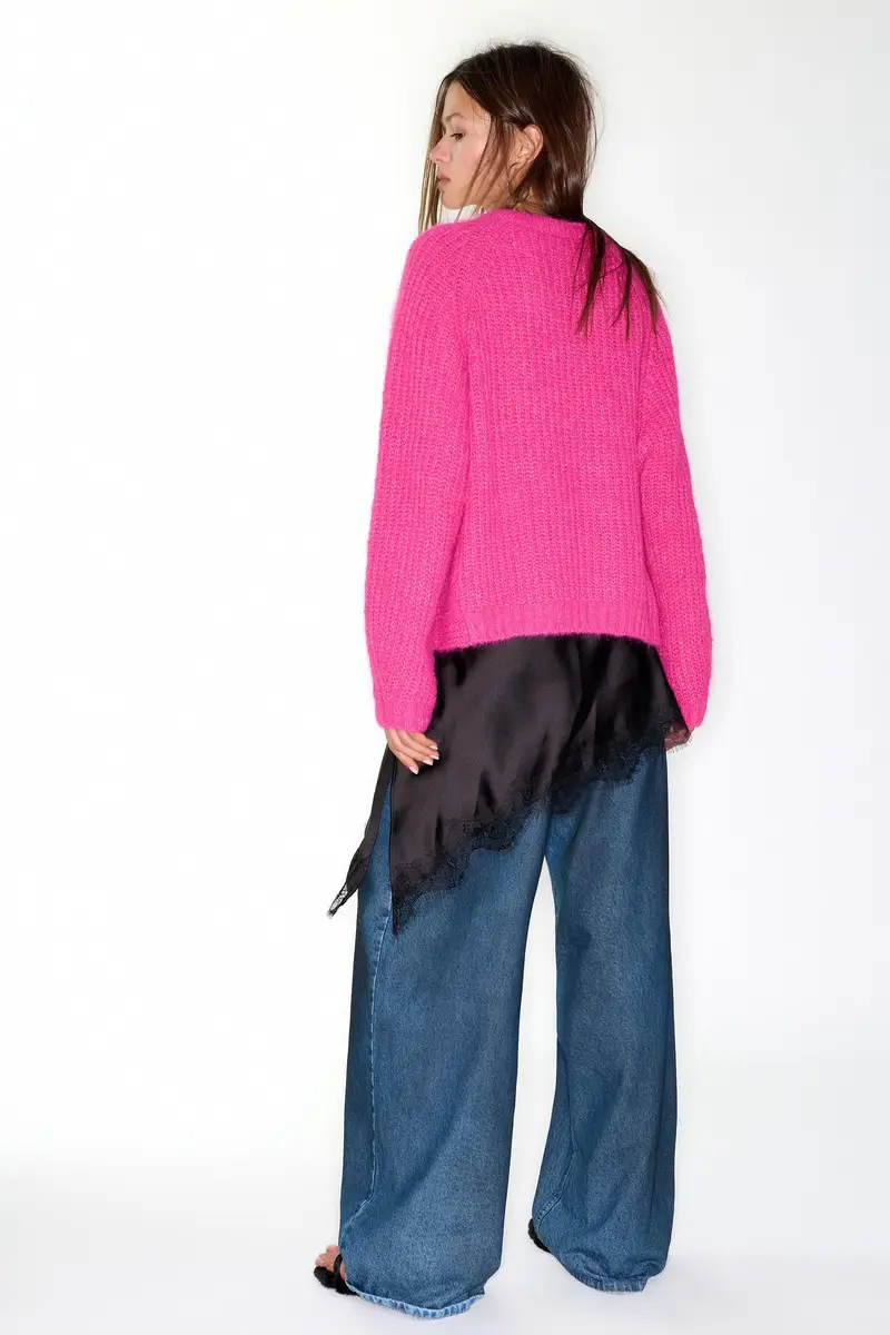 Maglia A Punto Perlato Fucsia miniatura 2