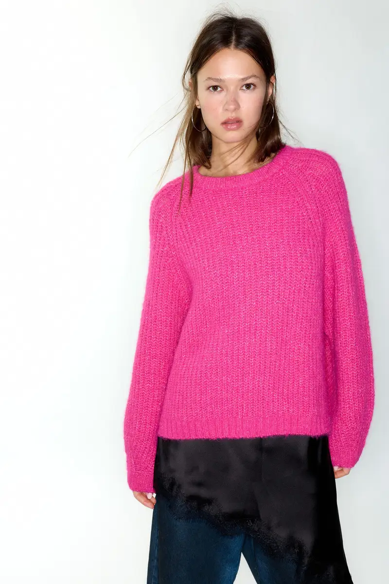 Maglia A Punto Perlato Fucsia