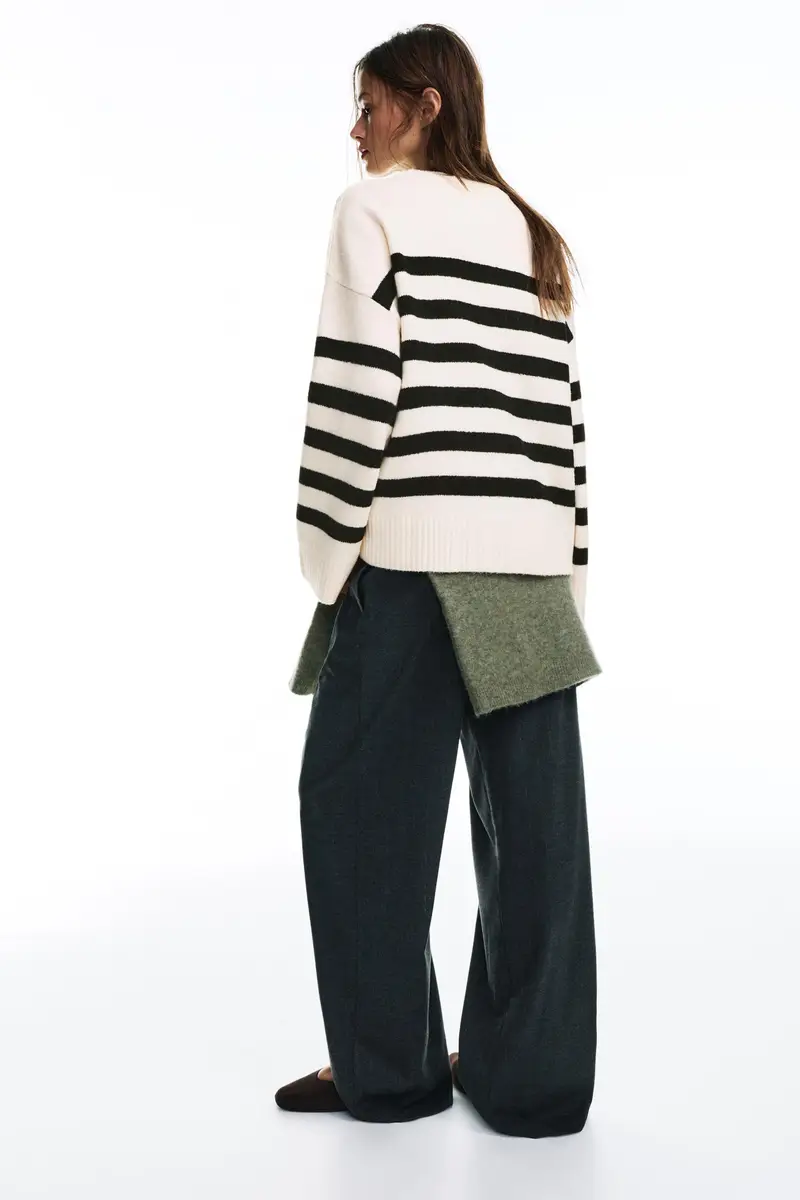 Maglia A Righe Beige miniatura 2