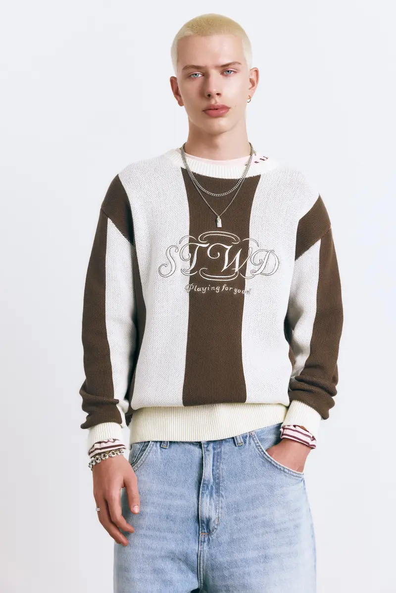 Maglia A Righe Stwd Bianco rotto miniatura 2