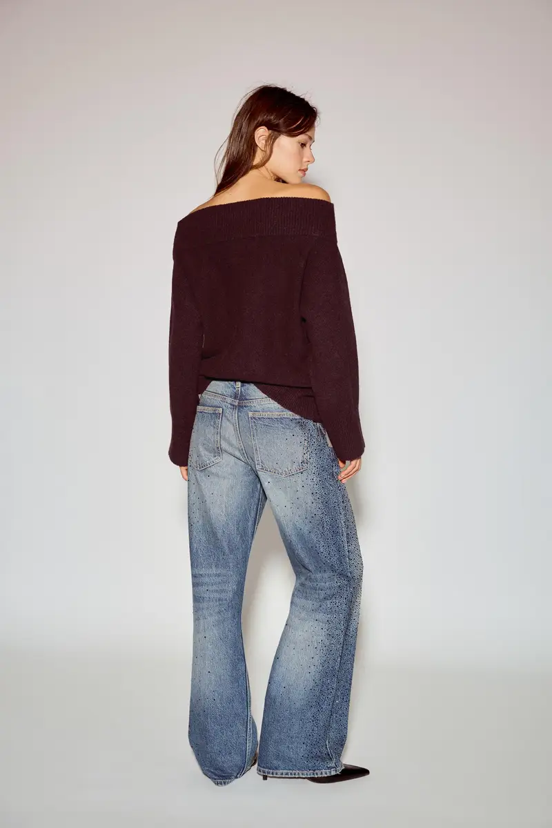 Maglia Asimmetrica In Maglia Soft Granata chiaro miniatura 2