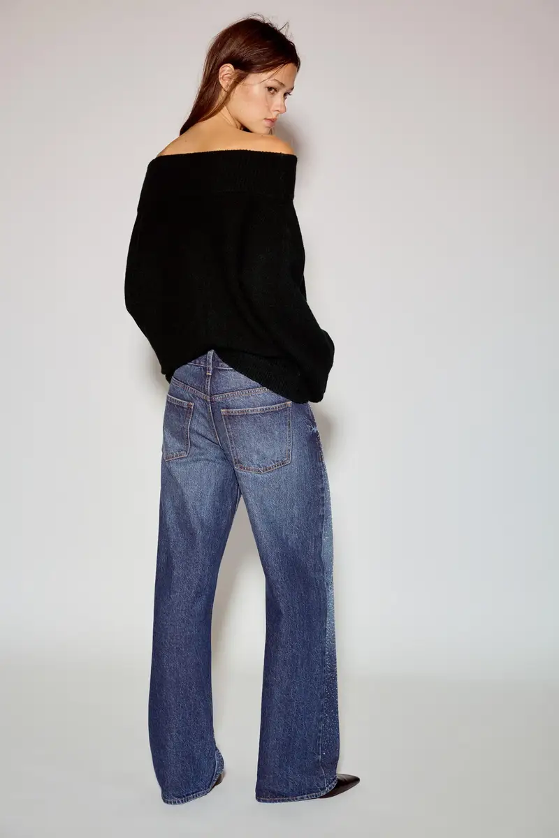 Maglia Asimmetrica In Maglia Soft Nero miniatura 2