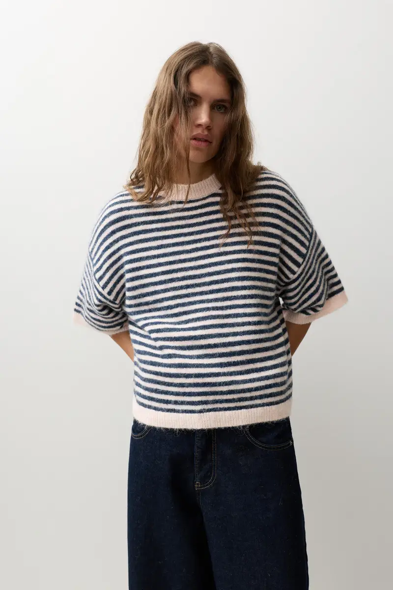 Maglia Boxy A Maniche Corte Rosa miniatura 2