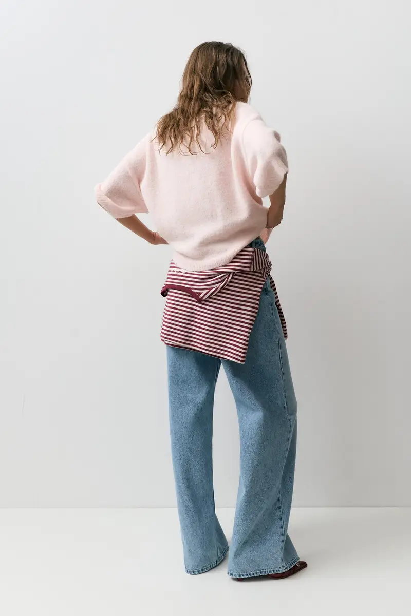 Maglia Boxy Maniche Corte Rosa mélange miniatura 3