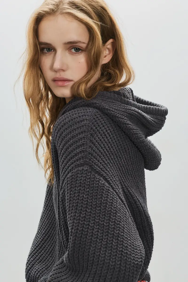 Maglia Ciniglia Con Cappuccio Piombo miniatura 3