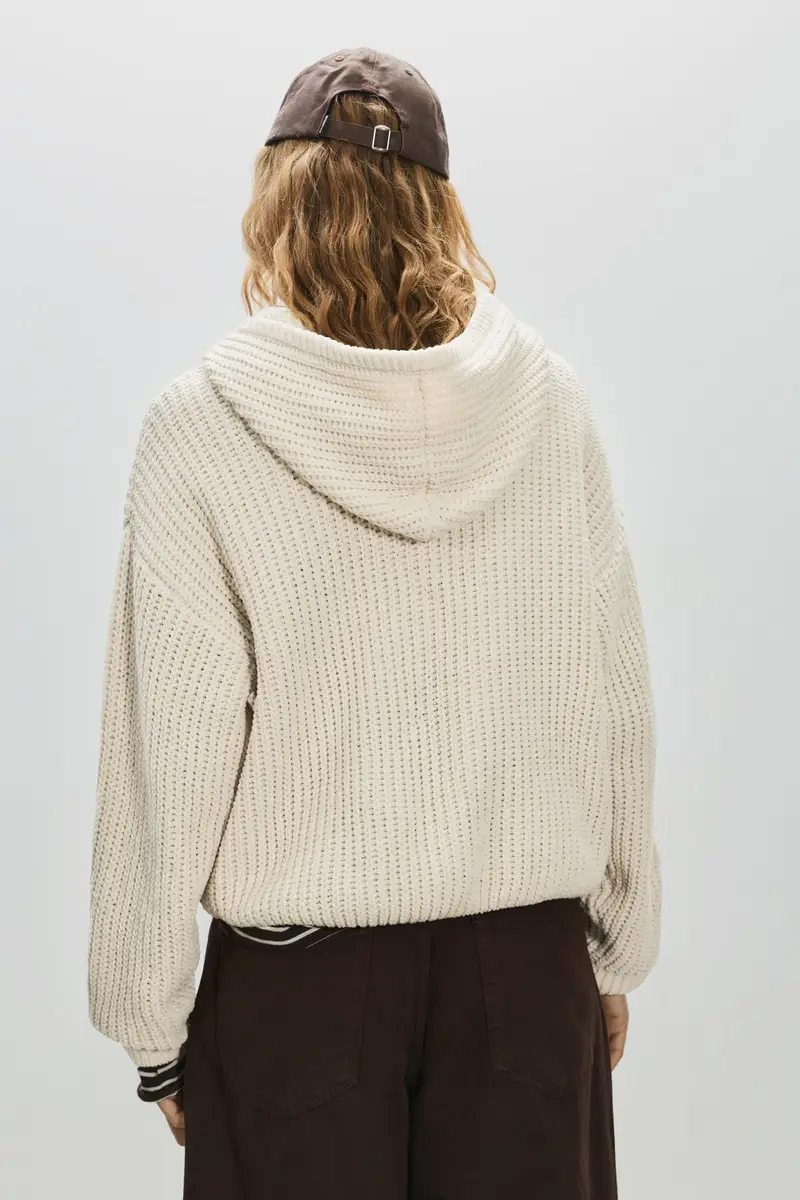 Maglia Ciniglia Con Cappuccio Sabbia miniatura 2