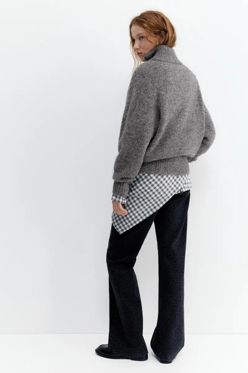 Maglia Con Collo A Cerniera Grigio antracite miniatura 3