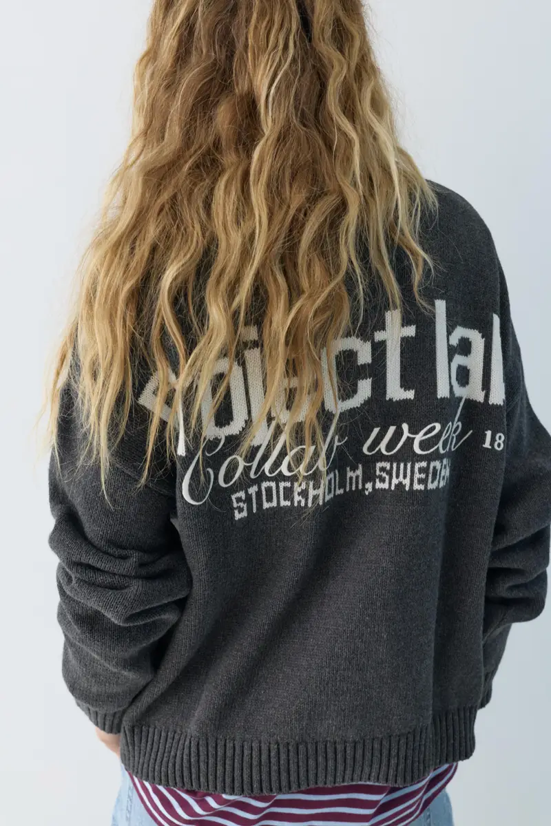 Maglia Con Ricamo Anteriore Grigio antracite miniatura 3