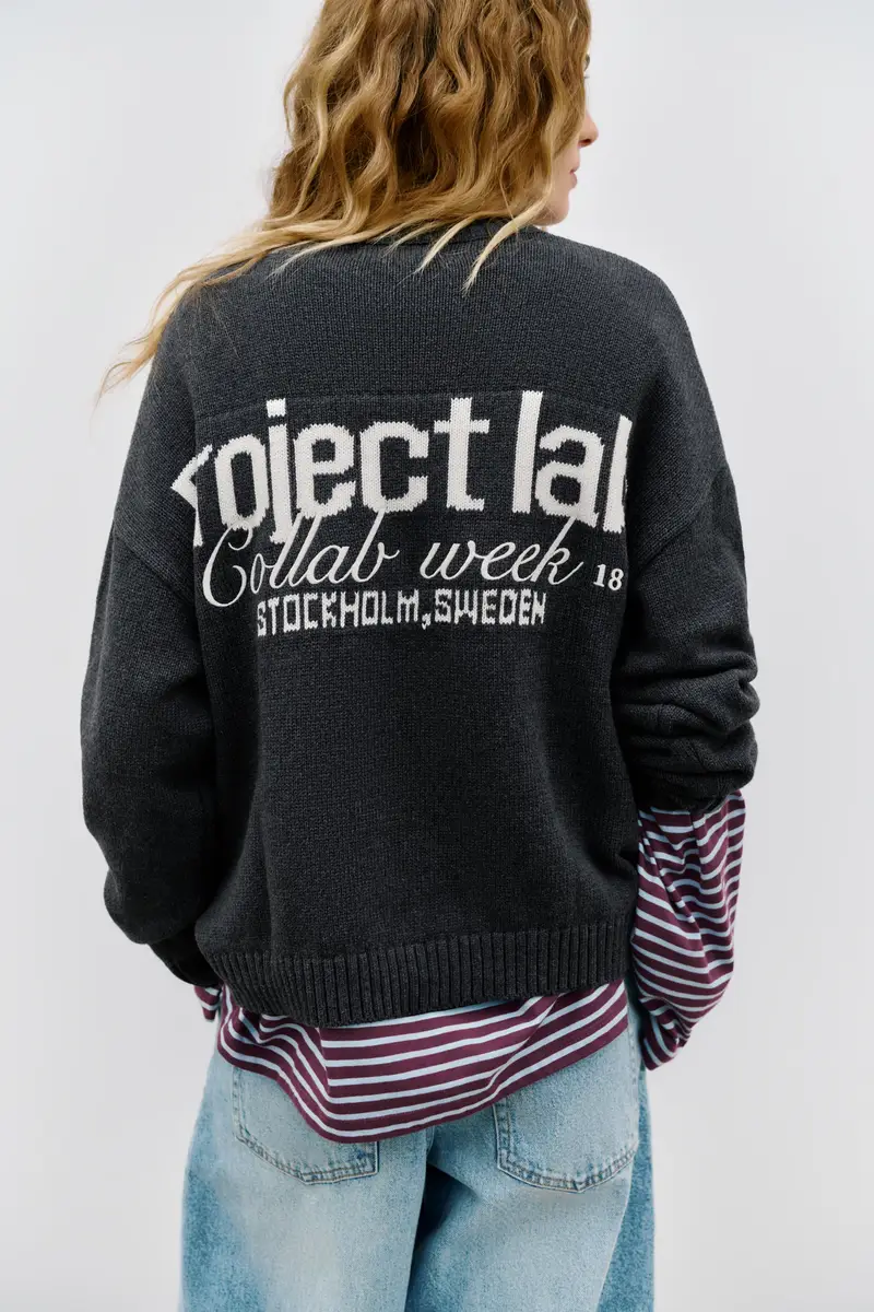 Maglia Con Ricamo Anteriore Grigio antracite