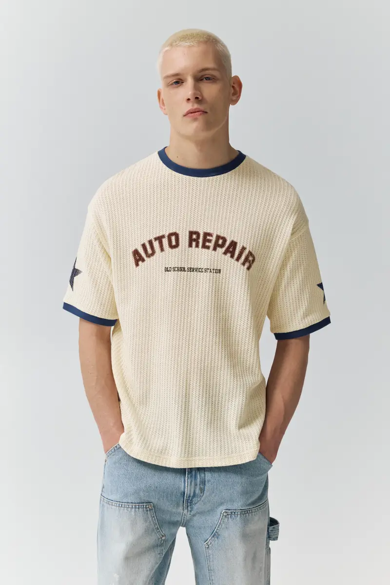 Maglia Manica Corta Grafica Bianco rotto miniatura 2