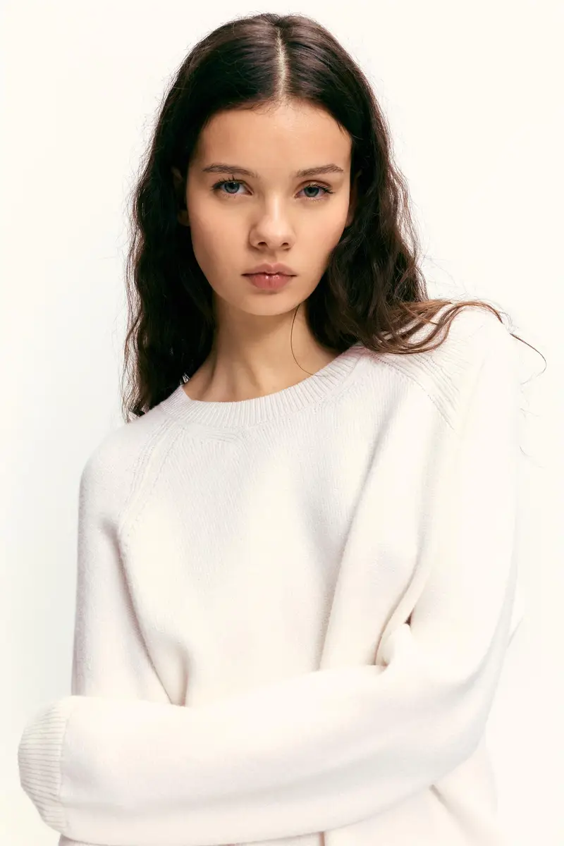 Maglia Oversize Collo Rotondo Beige