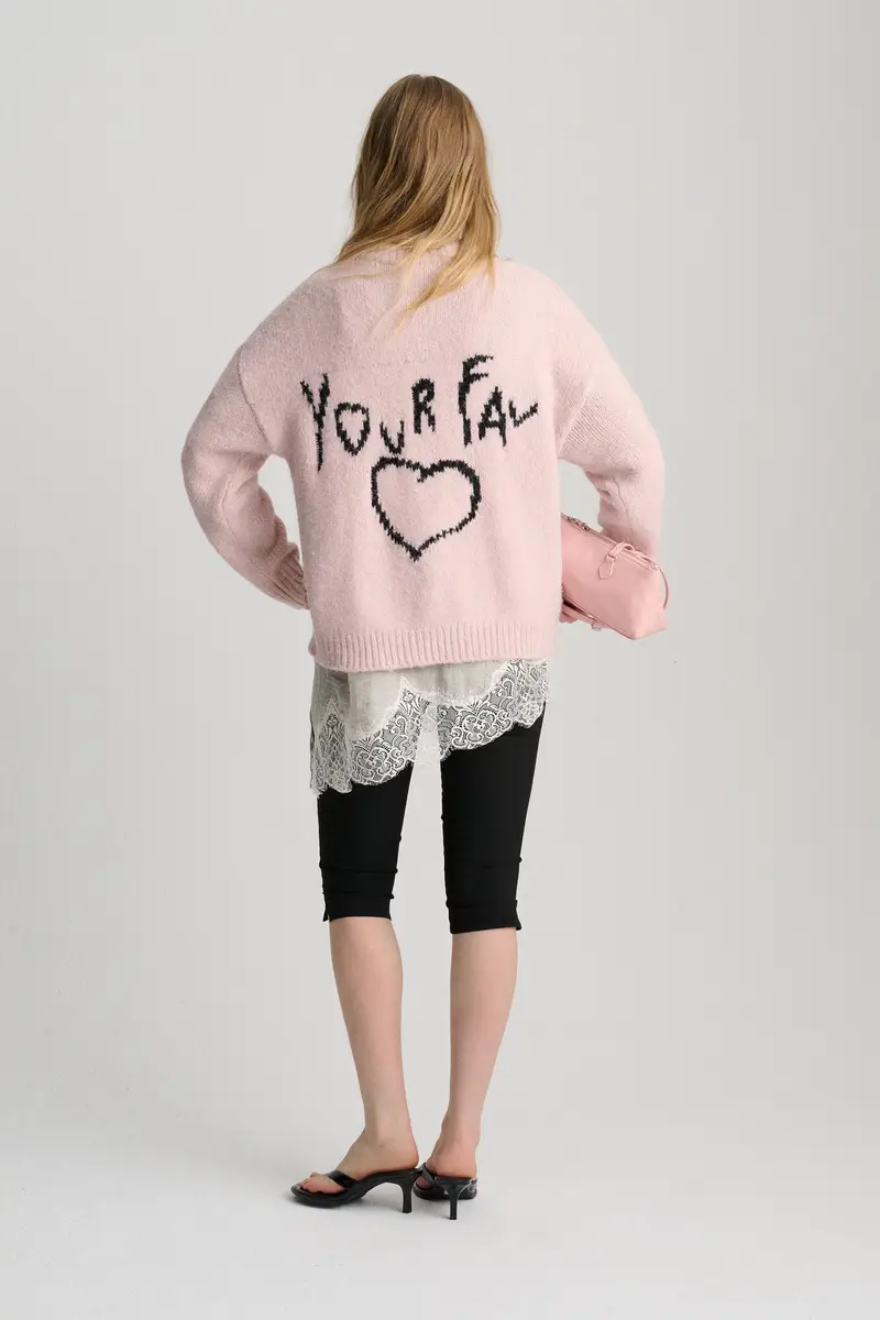 Maglia Rosa Cuore Ricamato miniatura 3