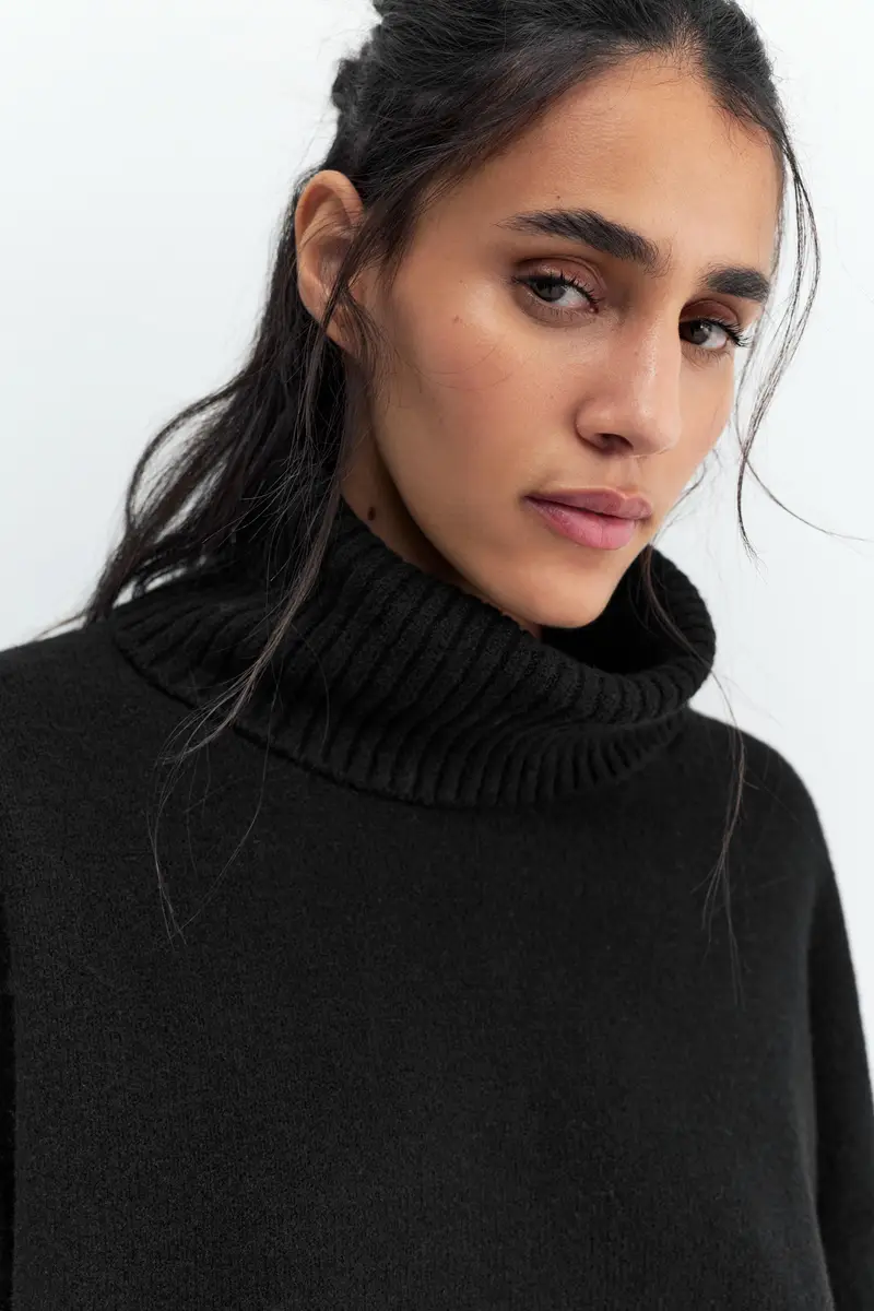 Maglia Soft Collo Alto Nero miniatura 3