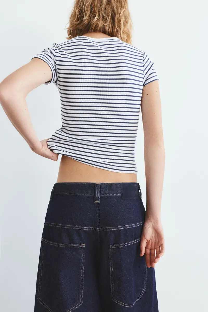 Maglietta A Costine A Maniche Corte A righe miniatura 2