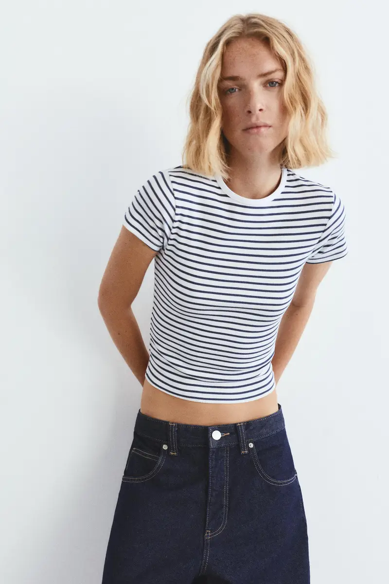 Maglietta A Costine A Maniche Corte A righe