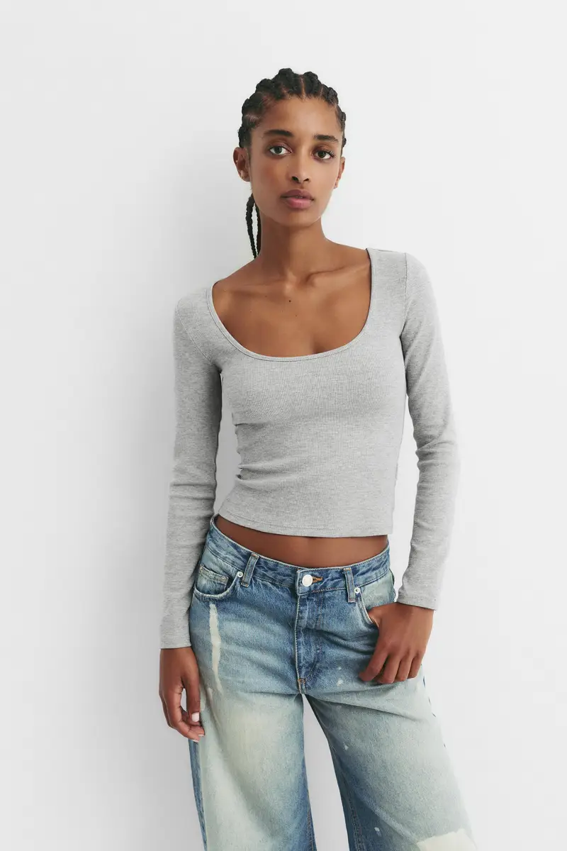 Maglietta A Costine Con Scollo Rotondo Vigoré medio