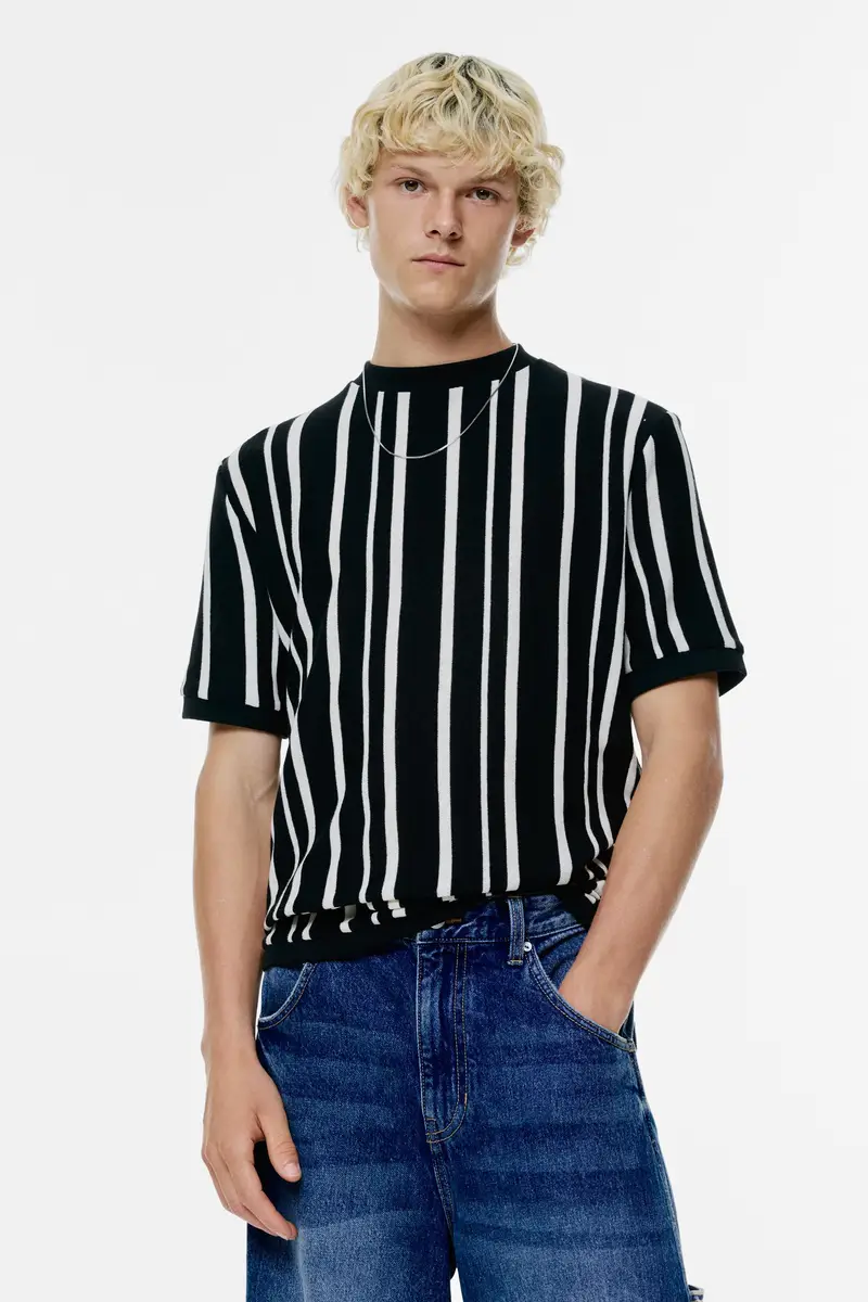 Maglietta A Maglia Con Pannelli Nero