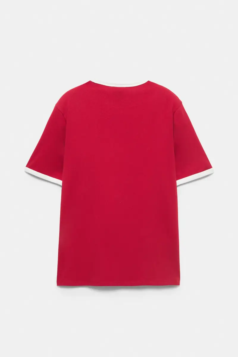 Maglietta A Maniche Corte A Contrasto Rosso miniatura 2