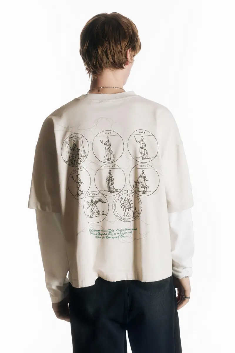 Maglietta A Maniche Doppie Con Grafica Sabbia miniatura 2