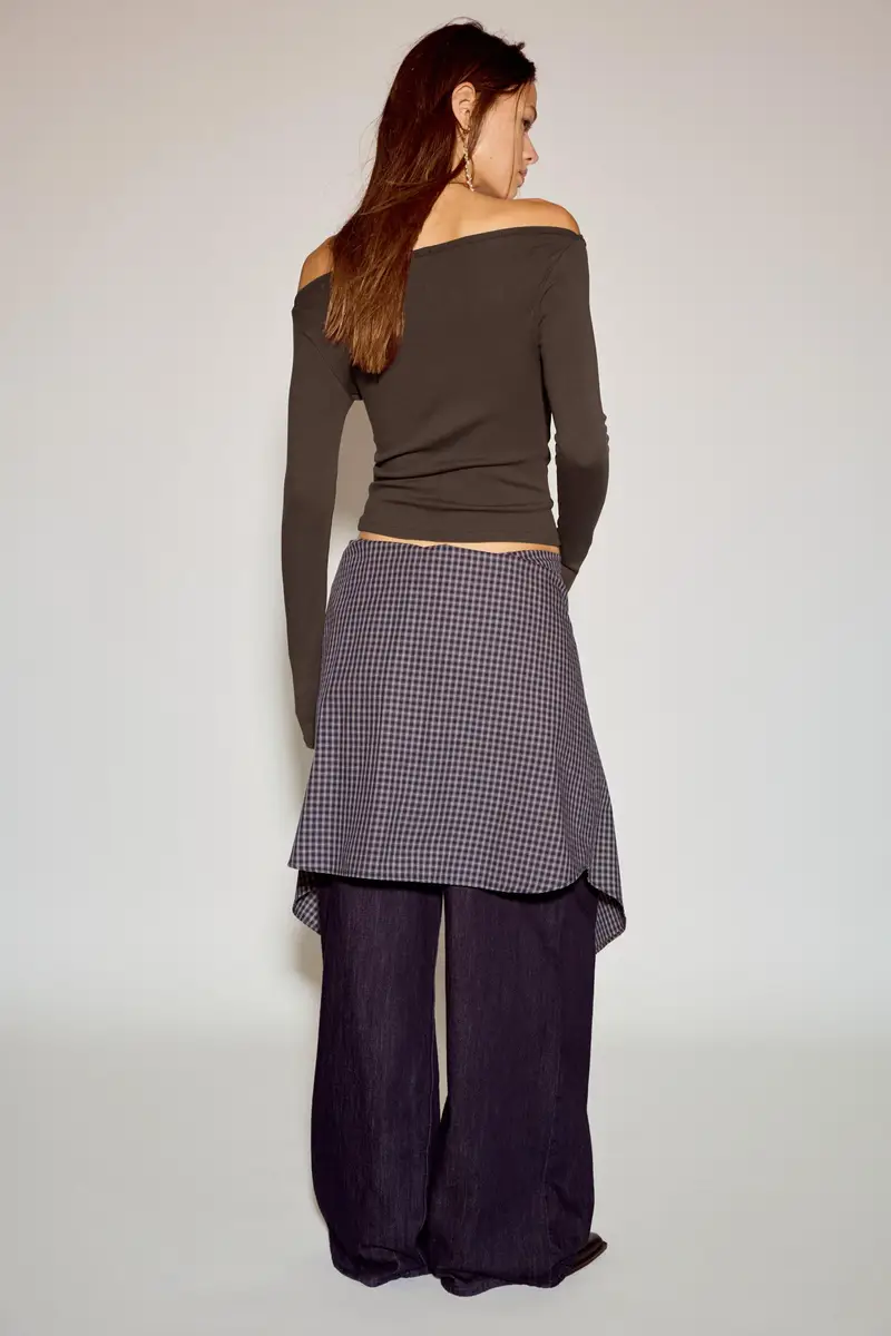 Maglietta A Maniche Lunghe Con Scollo A Barchetta Marrone miniatura 2