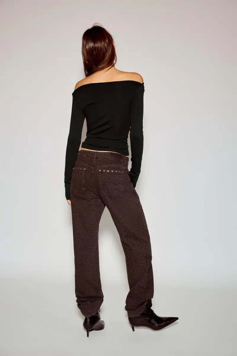 Maglietta A Maniche Lunghe Con Scollo A Barchetta Nero miniatura 2