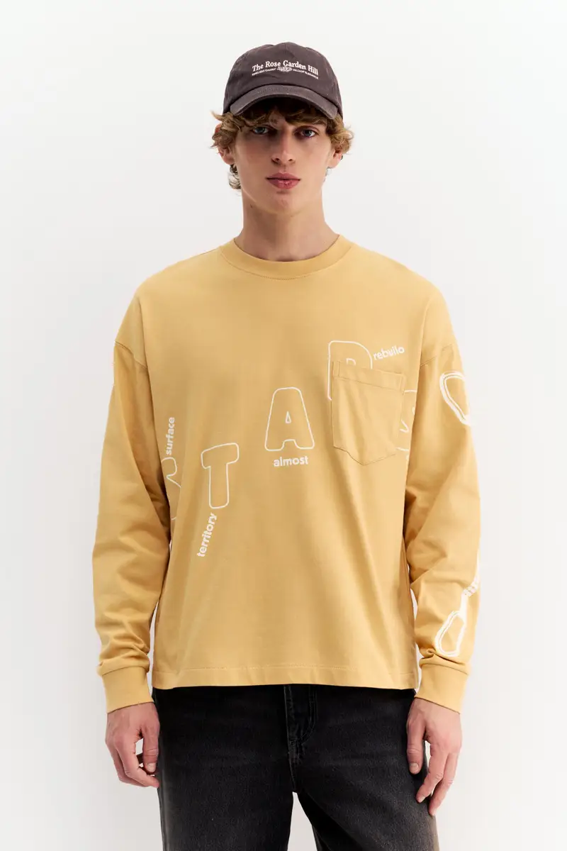 Maglietta A Maniche Lunghe Con Taschino Arancione miniatura 2