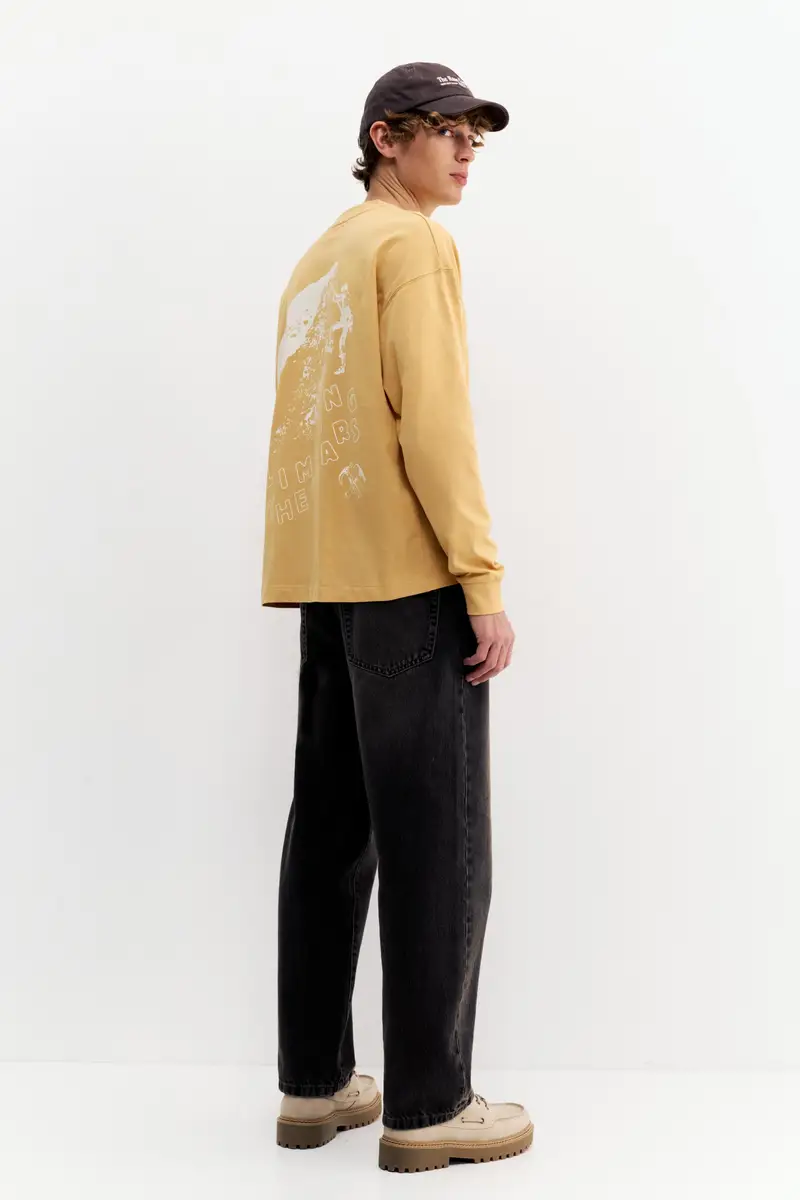 Maglietta A Maniche Lunghe Con Taschino Arancione miniatura 3