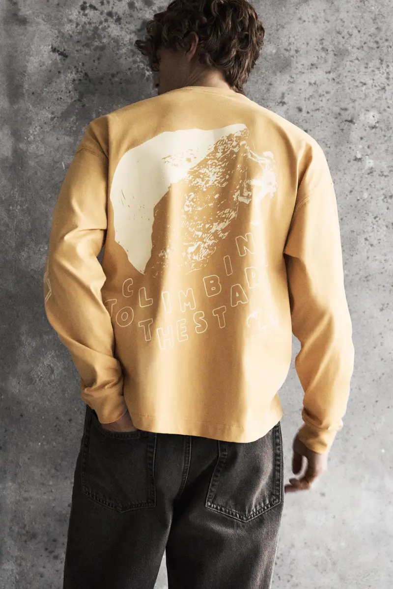 Maglietta A Maniche Lunghe Con Taschino Arancione