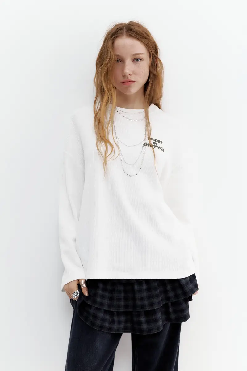 Maglietta A Maniche Lunghe Con Testo Ghiaccio miniatura 2