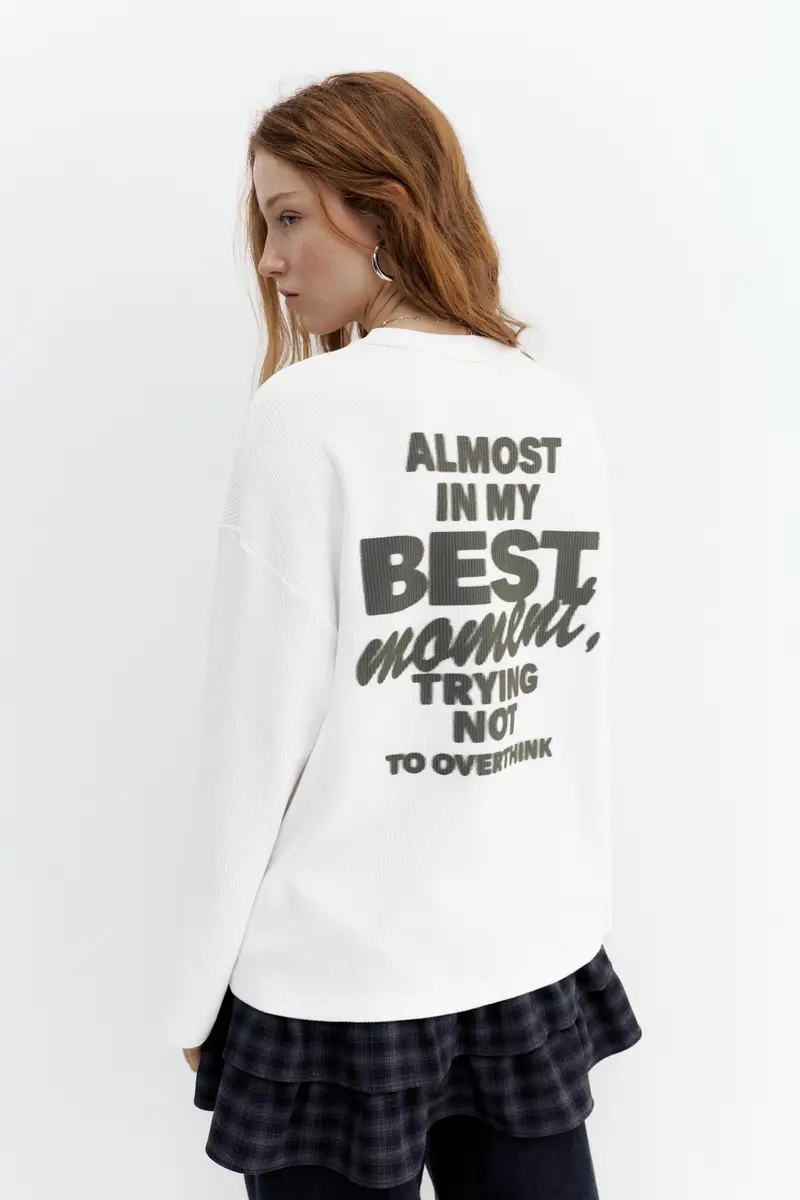 Maglietta A Maniche Lunghe Con Testo Ghiaccio miniatura 3