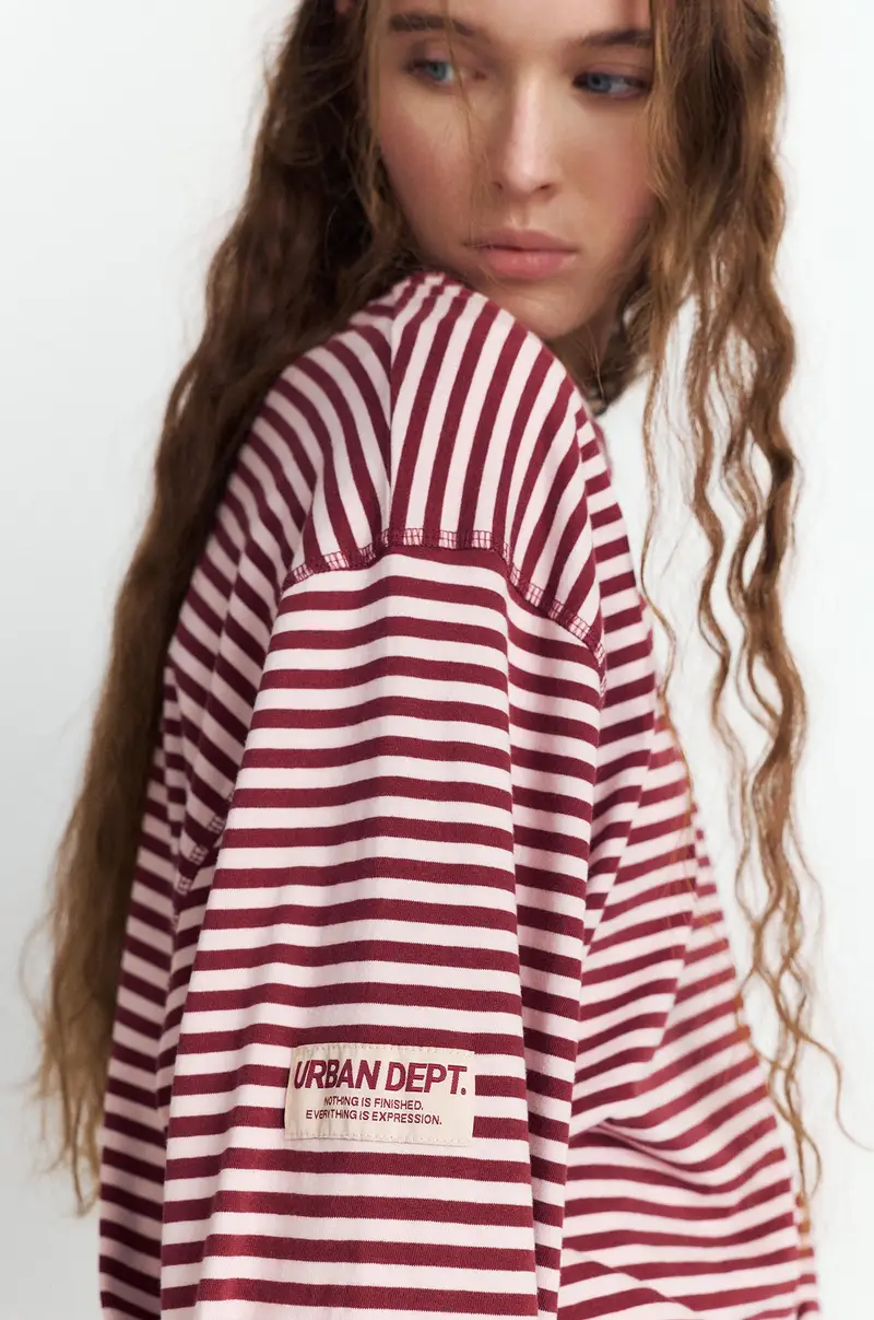 Maglietta A Righe A Maniche Lunghe Burgundy