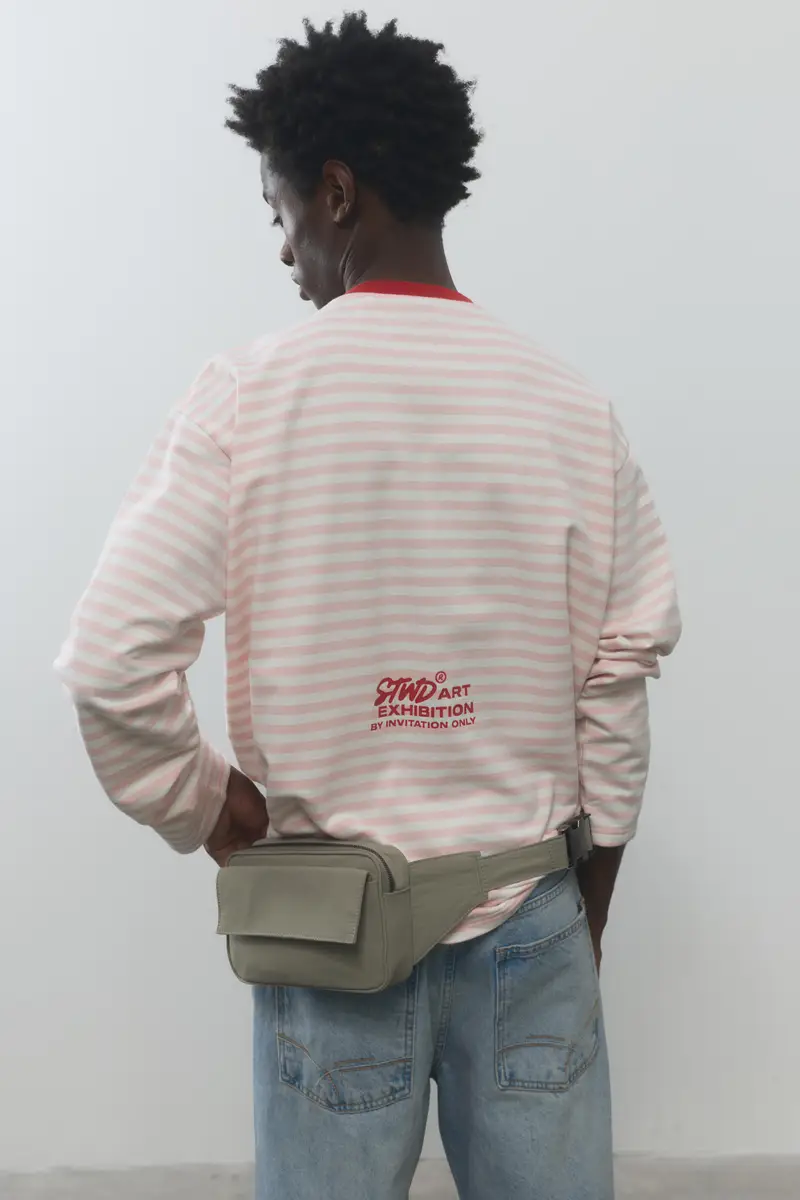 Maglietta A Righe A Maniche Lunghe Rosa