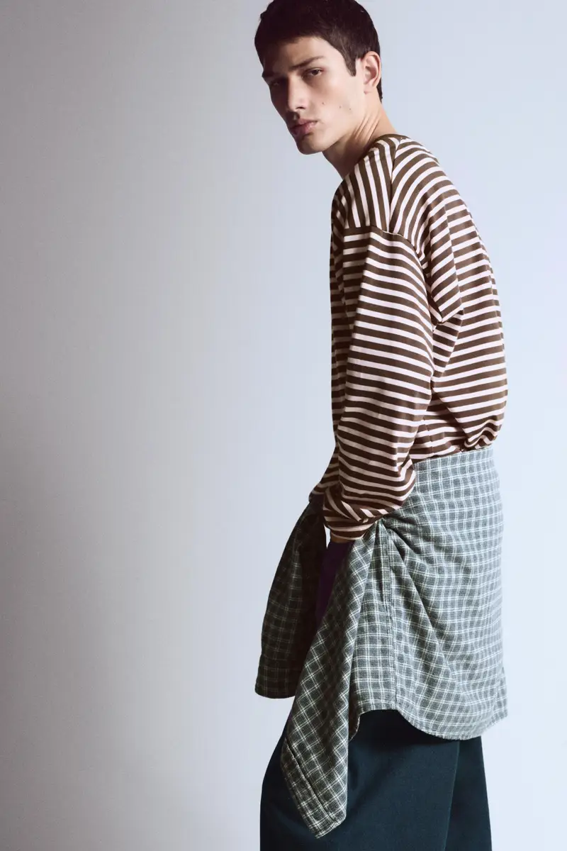 Maglietta A Righe A Maniche Lunghe Rosa