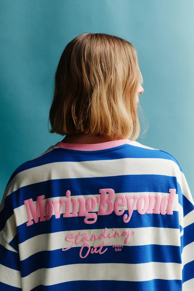 Maglietta A Righe Blu Azzurro profondo miniatura 2