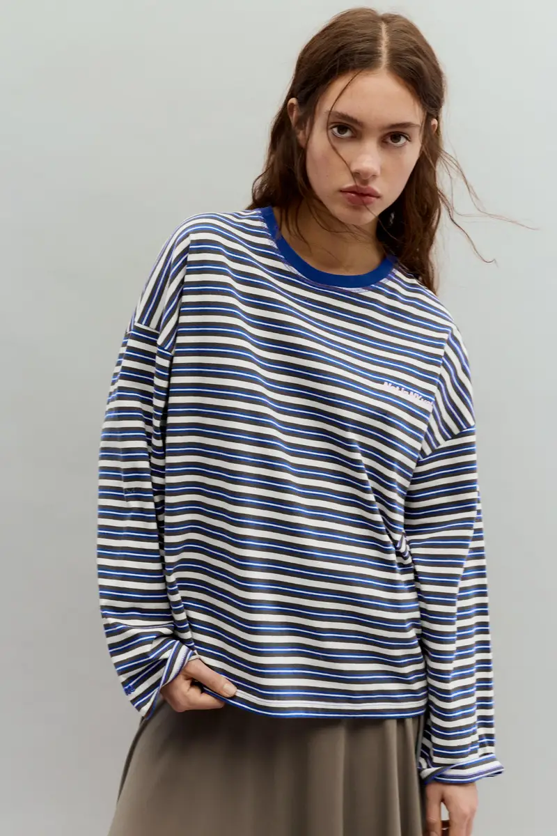 Maglietta A Righe Con Testo Ghiaccio