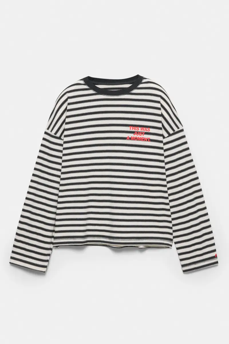 Maglietta A Righe Con Testo Ghiaccio miniatura 2