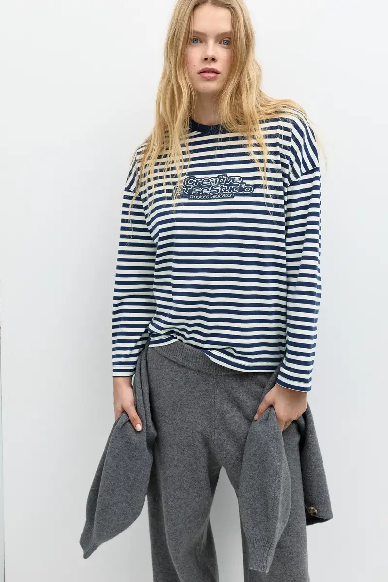 Maglietta A Righe Con Toppa miniatura 2