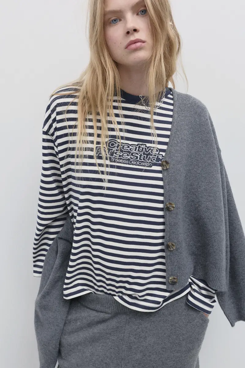 Maglietta A Righe Con Toppa