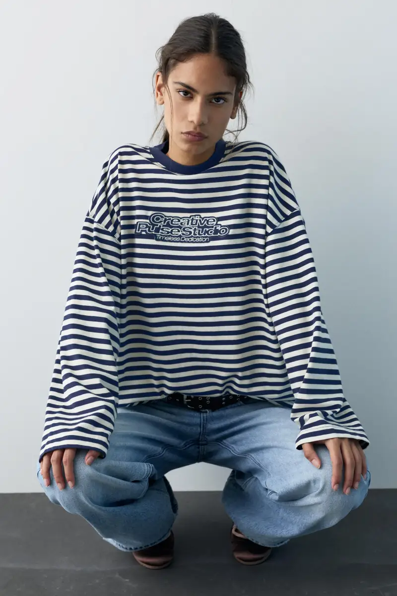 Maglietta A Righe Con Toppa miniatura 3