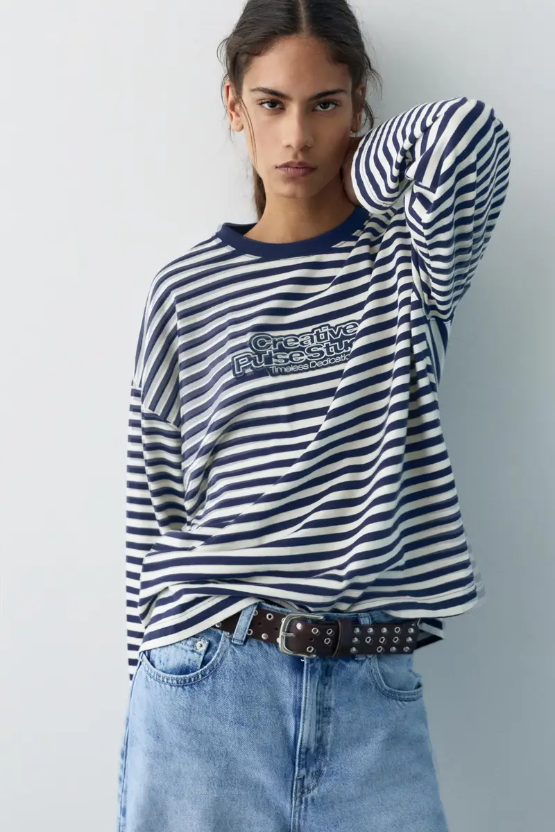 Maglietta A Righe Con Toppa