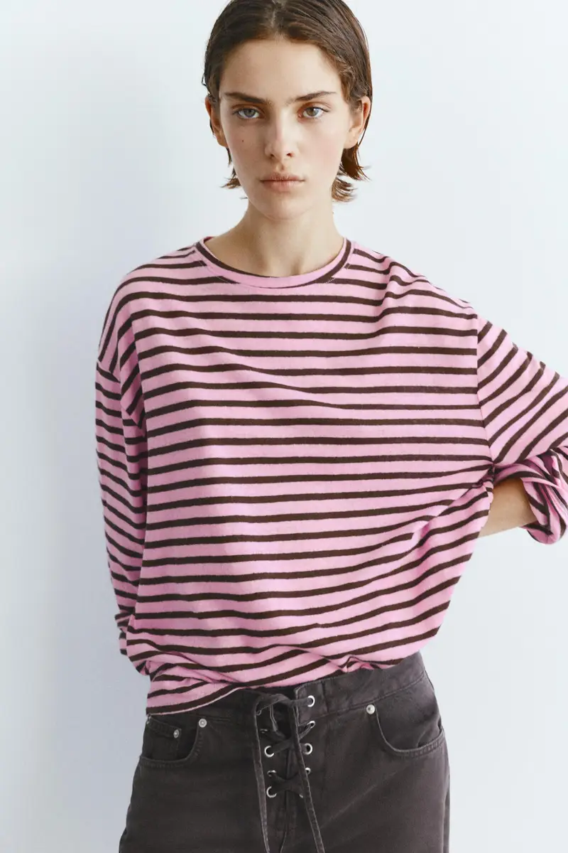 Maglietta A Righe Maniche Lunghe