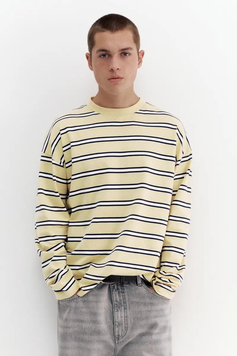 Maglietta A Righe Maniche Lunghe Giallo miniatura 2