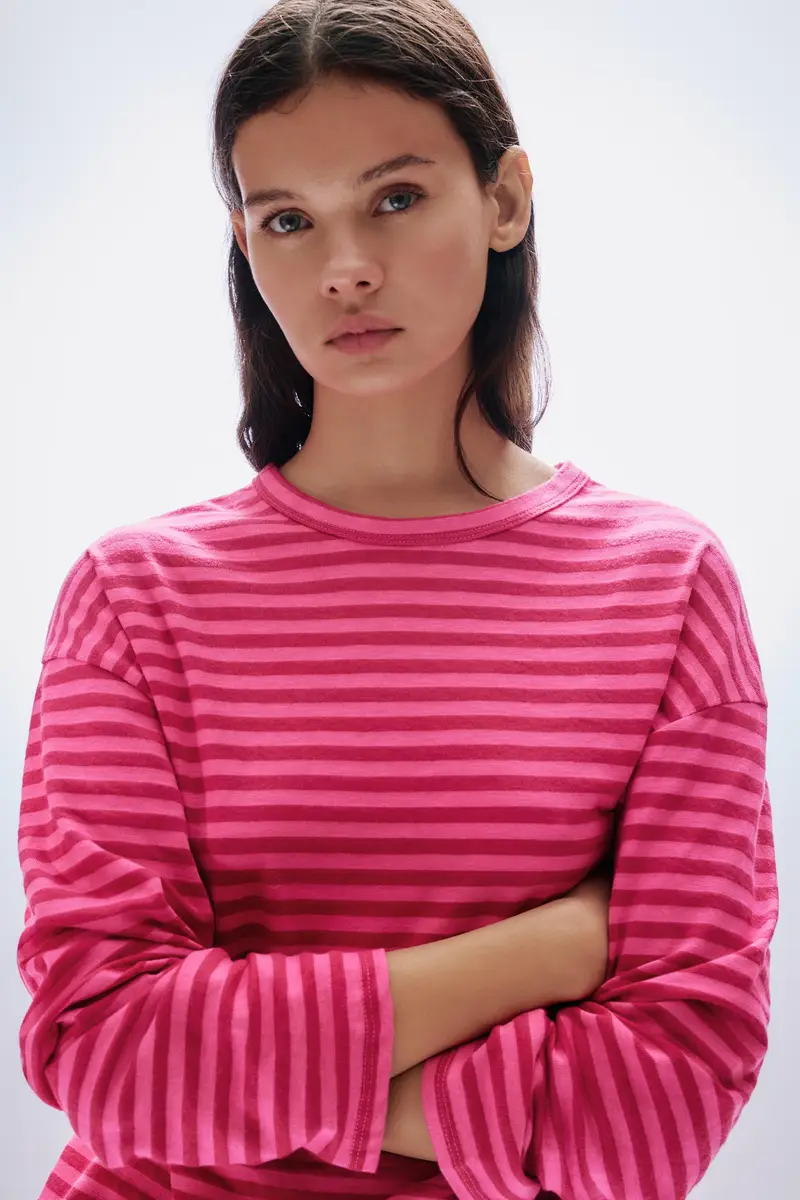 Maglietta A Righe Rosa Fucsia miniatura 2