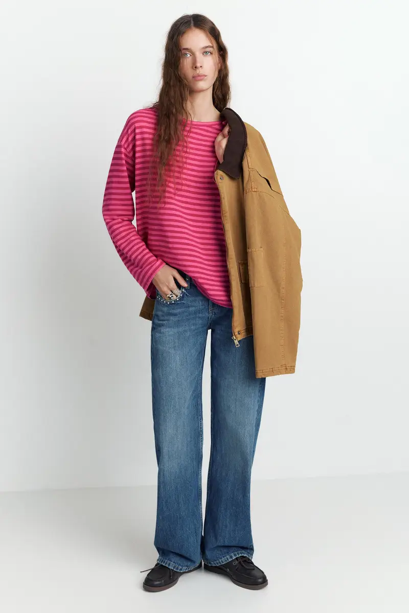 Maglietta A Righe Rosa Fucsia miniatura 3