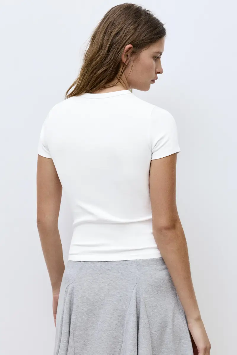 Maglietta Aderente A Maniche Corte Bianco miniatura 2