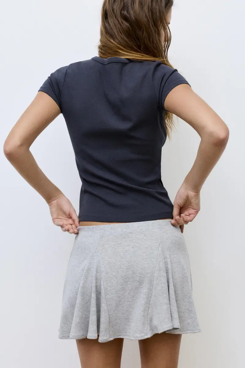 Maglietta Aderente A Maniche Corte Blu marino miniatura 2