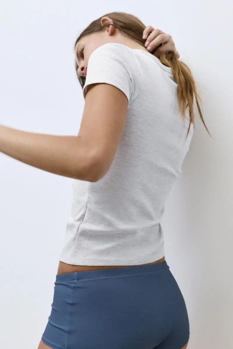 Maglietta Aderente A Maniche Corte Grigio vigoré miniatura 2