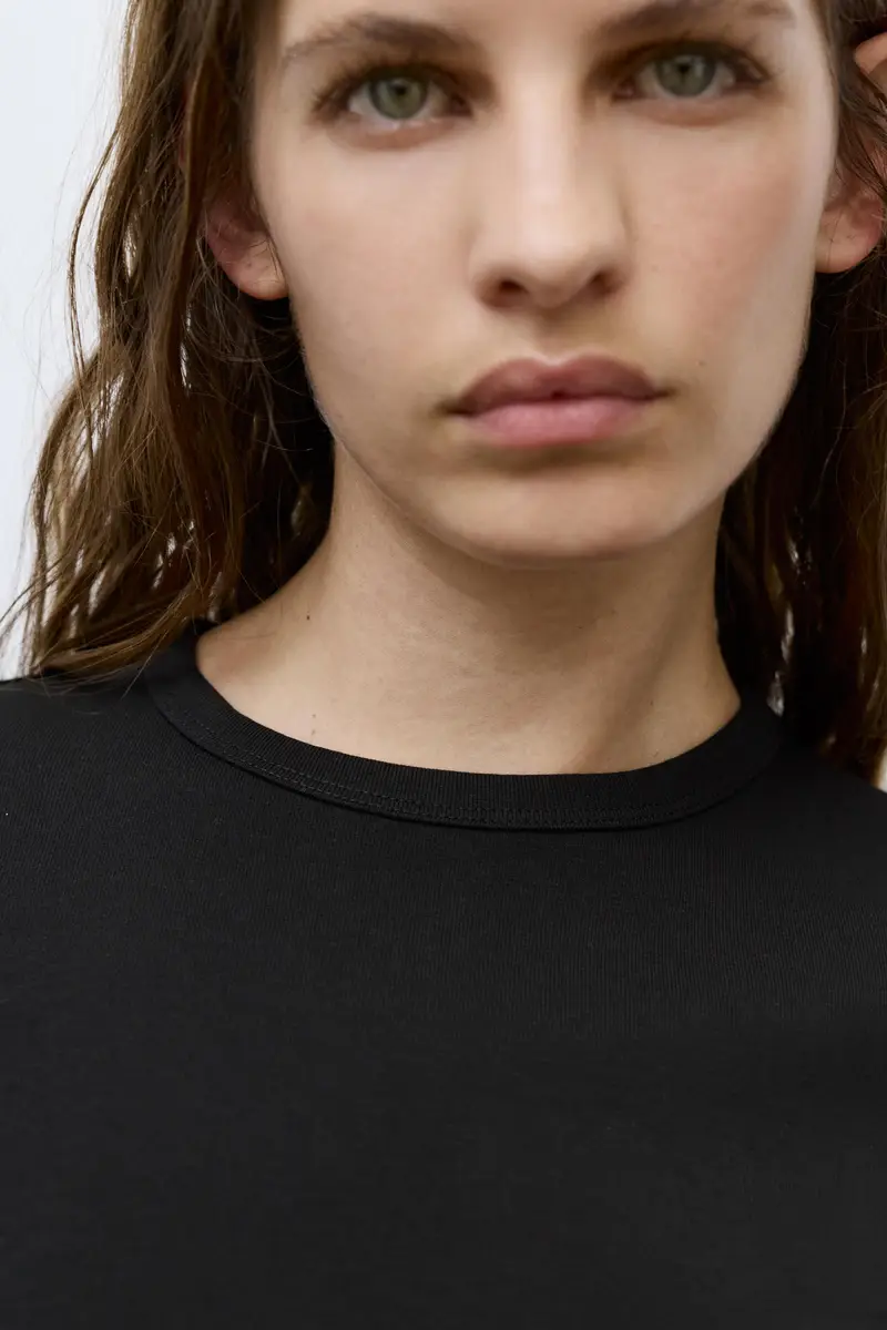 Maglietta Aderente A Maniche Corte Nero miniatura 3