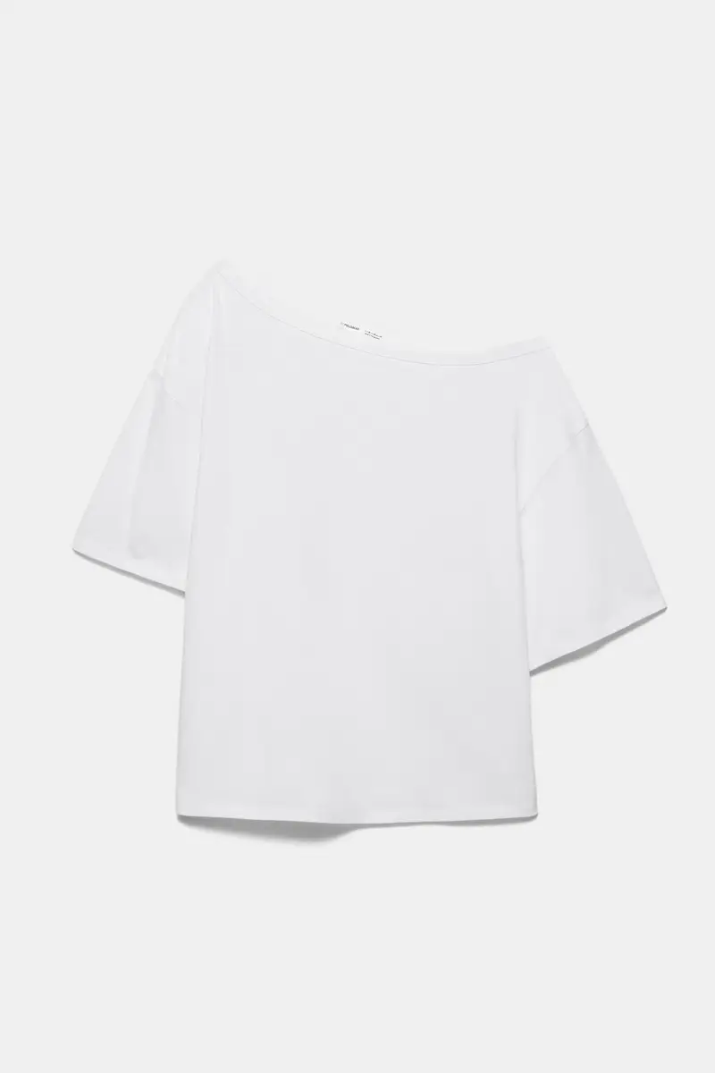 Maglietta Asimmetrica A Maniche Corte Bianco